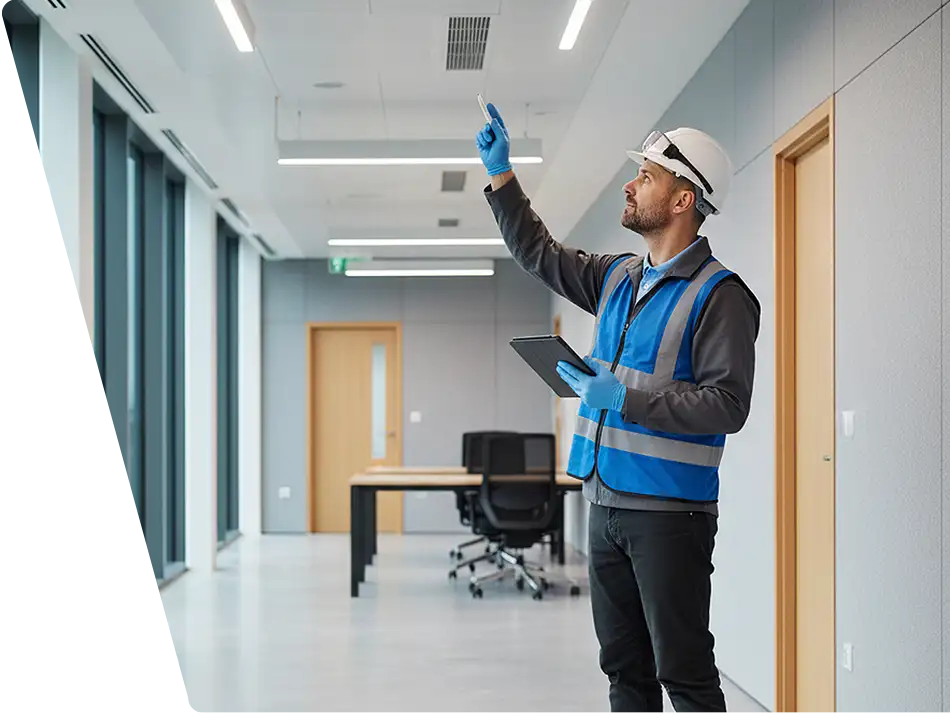 Armour Hart Group team member inspecting building