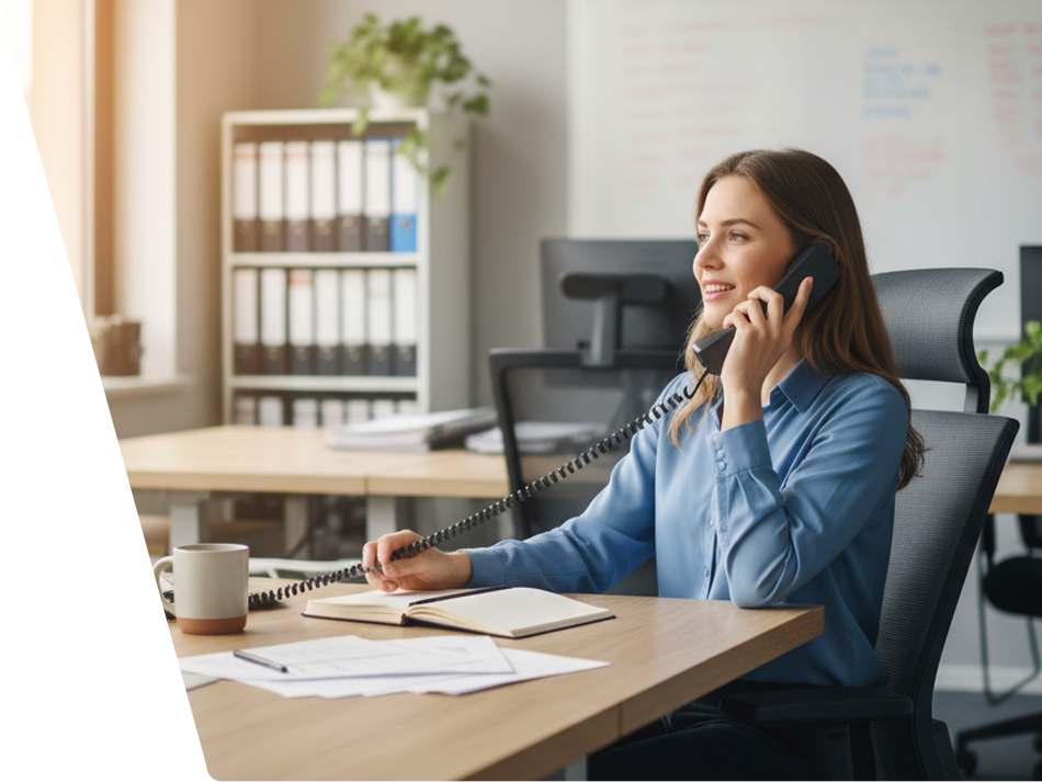 Armour Hart Group team member speaking with a customer on the phone about property maintenance support