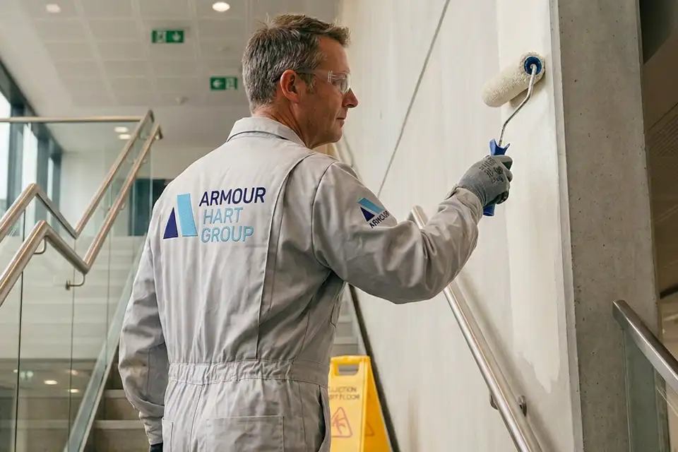 A painter and decorator working for Armour Hart Group